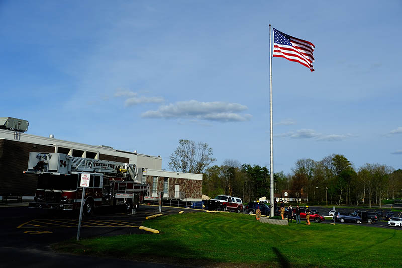 Vestal Fire helps the JCC install their new flag