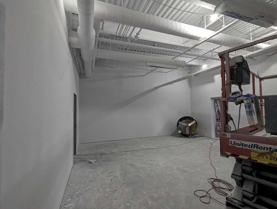 JJune 25, 2023 - Sheetrock is completed and primed in the offices