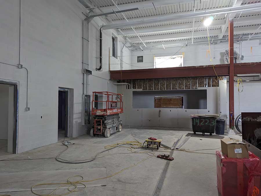 June 25, 2023 - Sheetrock is completed and primed in the offices